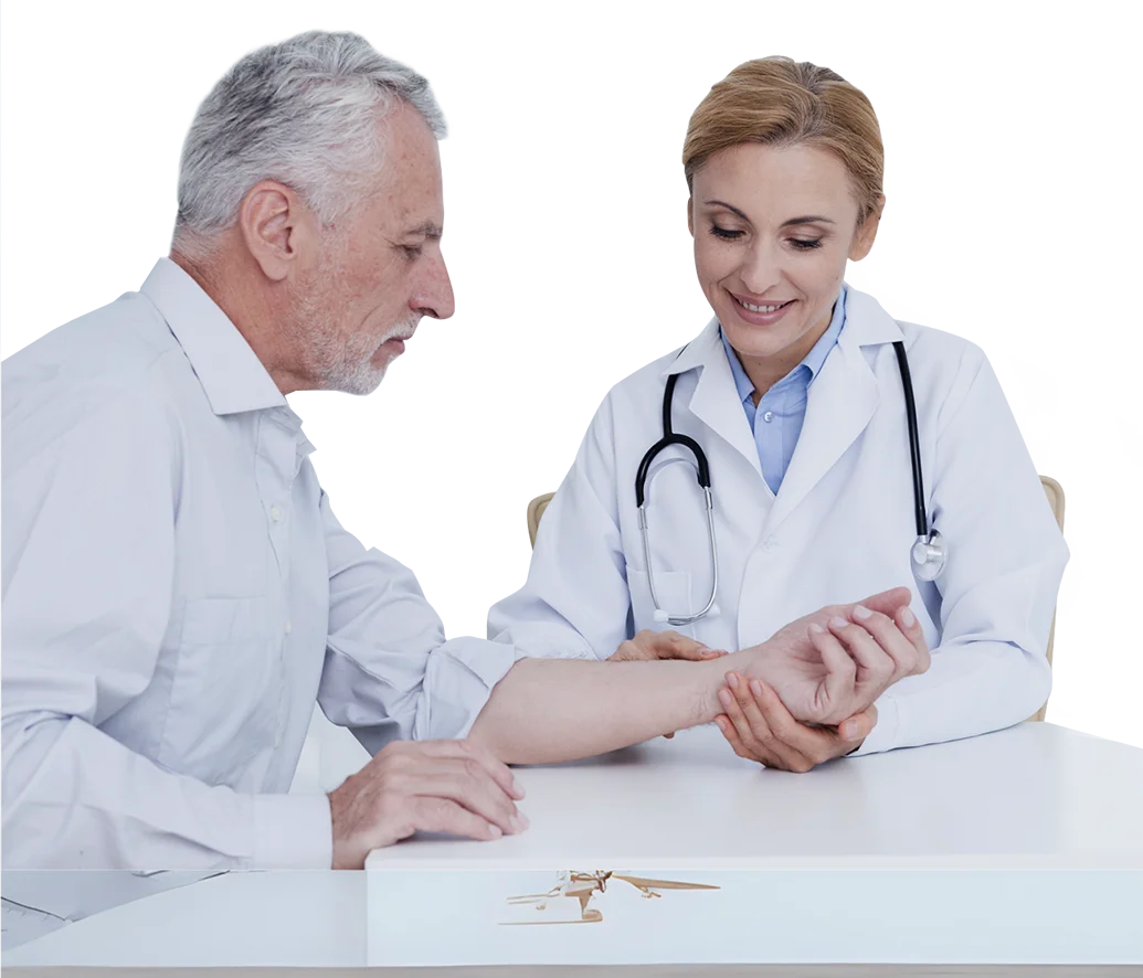 Our Oklahoma City pain management doctor working with a patient.